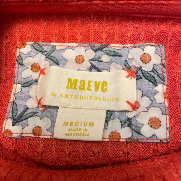 NWOT Maeve Anthropologie Addie Ruffled Hacci Pullover Sweater Size M Orange - Picture 7 of 8